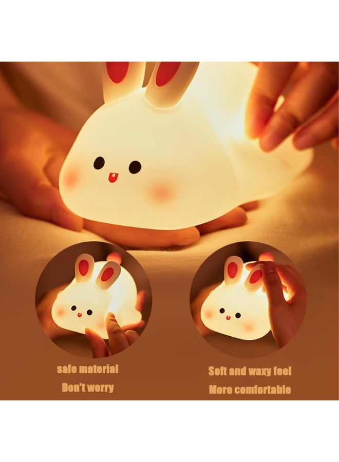 قطعتان من الضوء الليلي للأطفال، ضوء أرنب ذو وجه كبير، مصباح أرنب قابل للتعتيم وقابل لإعادة الشحن، ضوء ليلي يعمل باللمس لغرفة الأطفال، ضوء ليلي لطيف - Image 5